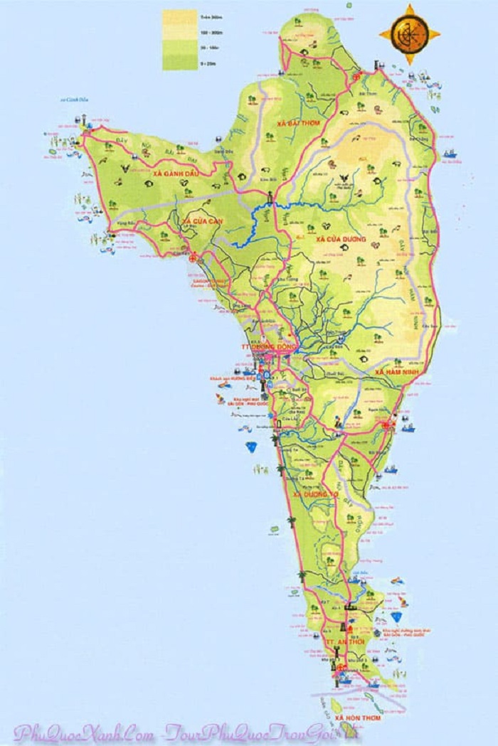 Bản đồ các tuyến đường du lịch Phú Quốc chính xác nhất