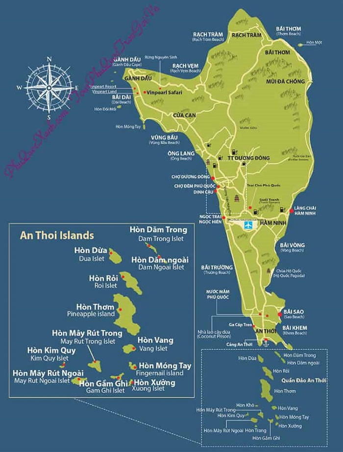 Bản đồ du lịch Phú Quốc các hòn đảo đẹp