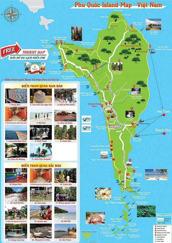 Bản đồ du lịch Phú Quốc đầy đủ chi tiết nhất