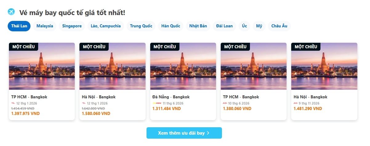 Vé máy bay Vietnam Airlines quốc tế